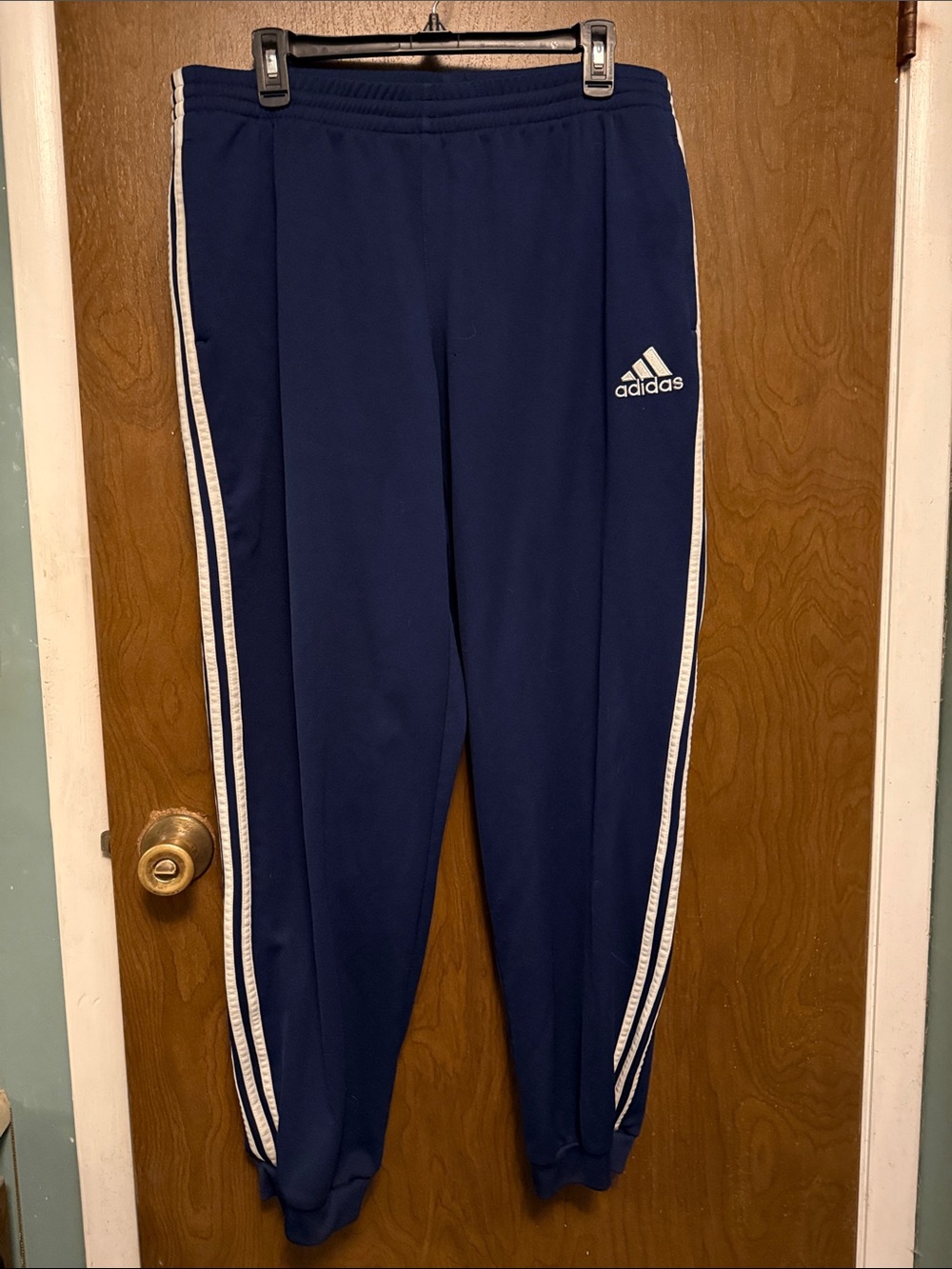 adidas Navy and White  Jogger Pants with Side Stripes size XL